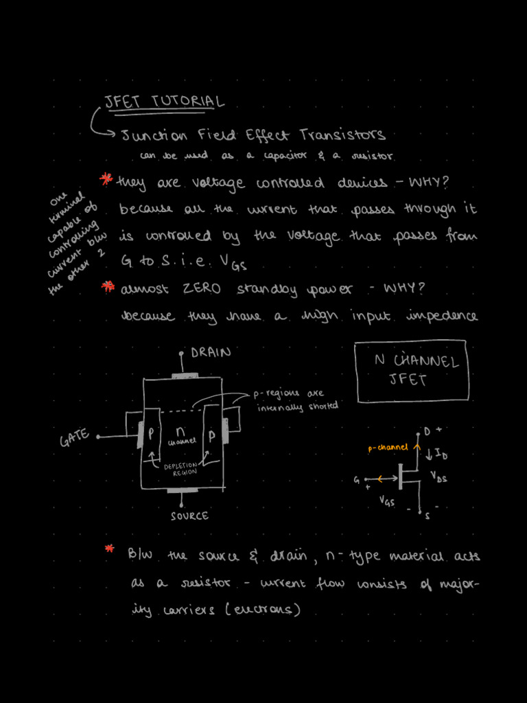 JFET Notes PDF Field Effect Transistor Electronics