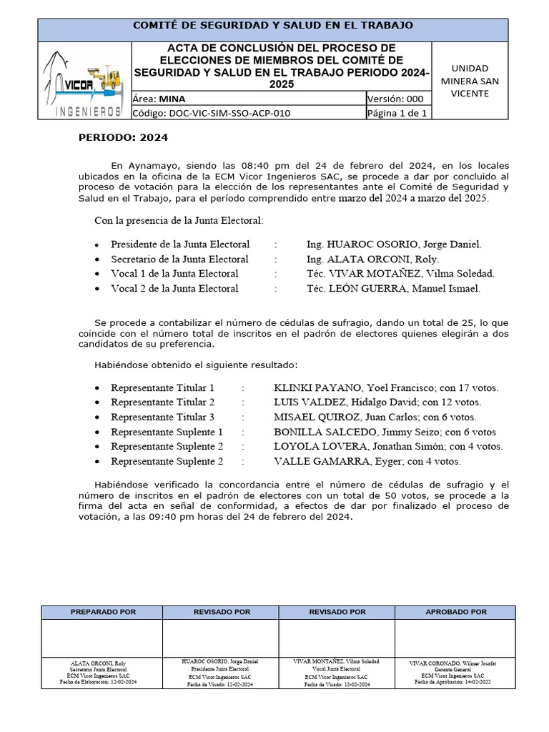 Doc-Vic-sim-sso-Acp-010 - Acta de Conclusion de Proceso de Eleccion ...