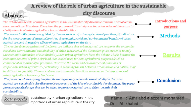 Urban Agriculture's Role in Sustainable Cities | PDF | Finance & Money ...