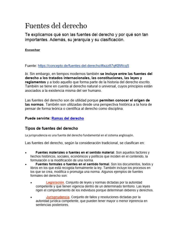 Fuentes Del Derecho | PDF | Fuentes del derecho | Caso de ley