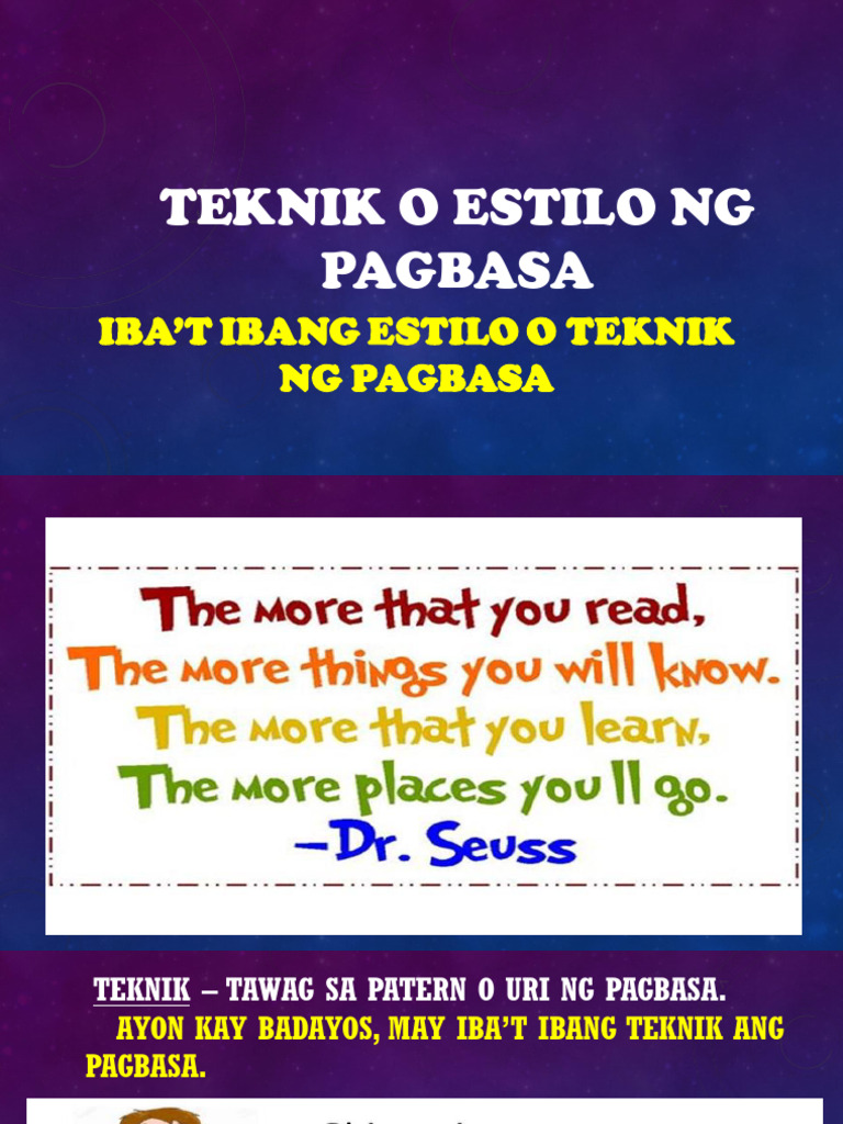 Teknik O Estilo Ng Pagbasa Pdf