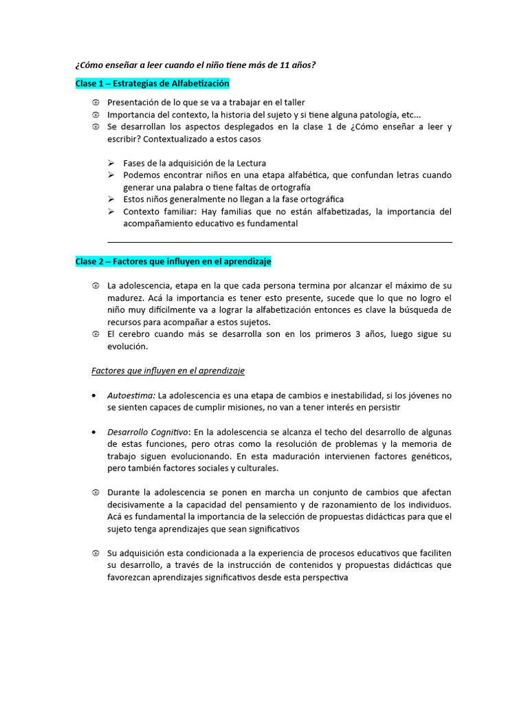 Enseñanza de la Lectura en Adolescentes | PDF | Espectro autista ...