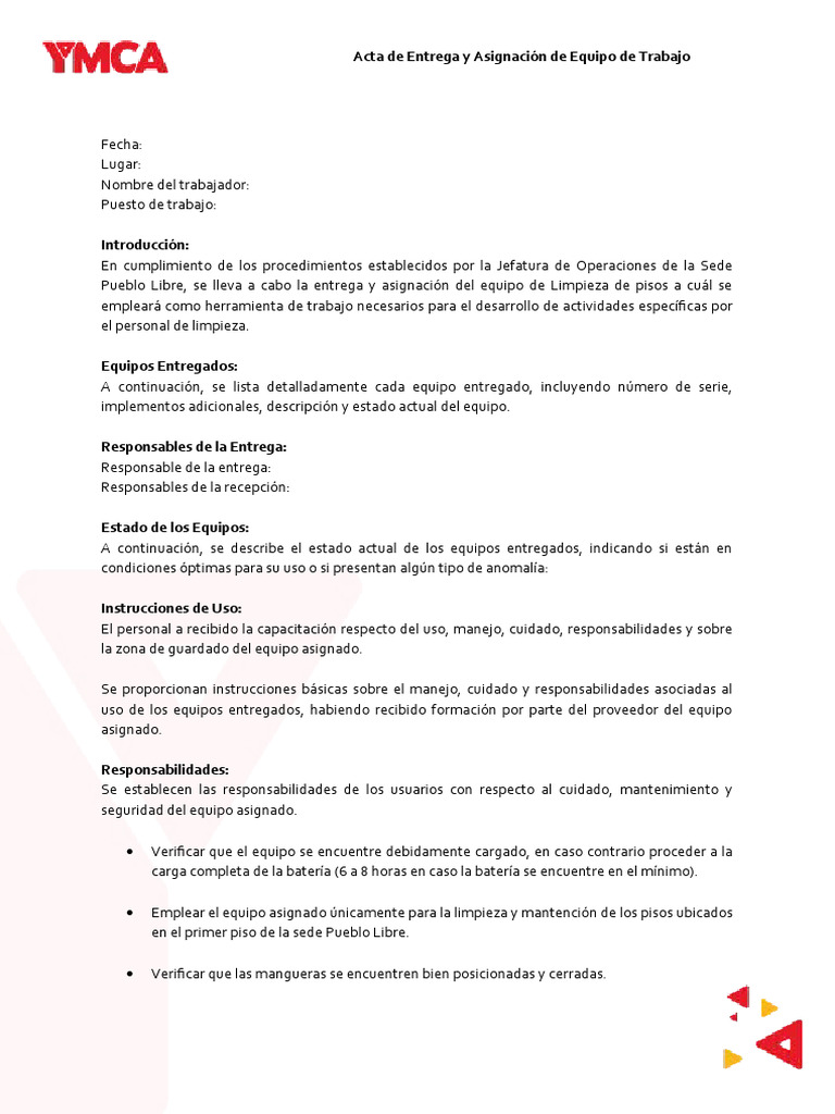 Acta de Entrega de Equipos de Trabajo 2024 | PDF