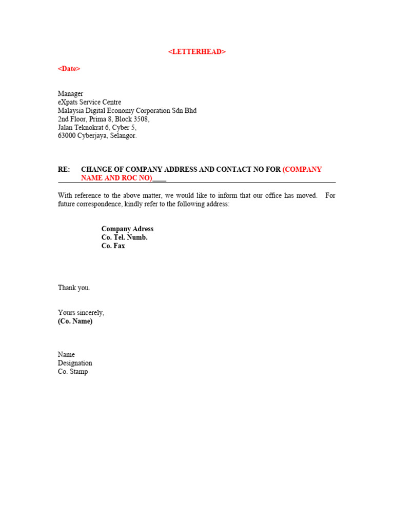 Change of address letter 2020 mdec pdf