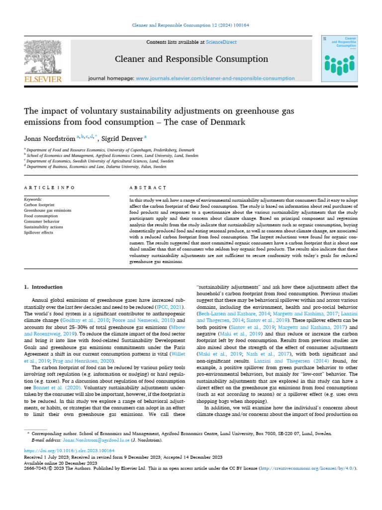The Impact of Voluntary Sustainability Adjustments On G 2024