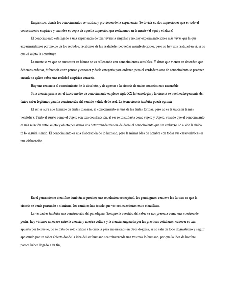 Empirismo y Conocimiento Humano | PDF | Conocimiento | Empirismo