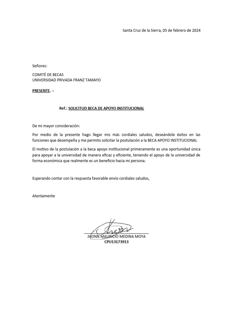 Carta De Solicitud De Beca Pdf Imagesformato De Solicitud