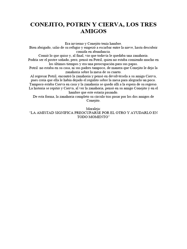 Conejito, Potrin y Cierva, Los Tres Amigos | PDF