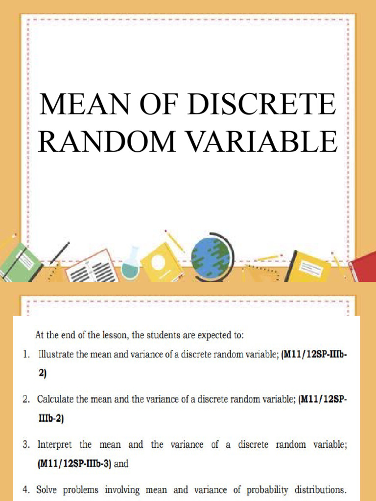 Mean of Discrete Random Variable | PDF