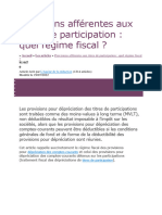 Provisions afférentes aux titres de participation