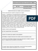 1º Ano Atividade de Revisão - O Espaço Geográfico