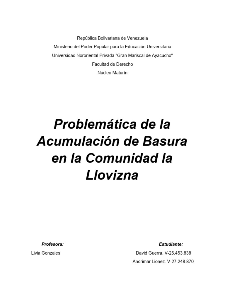 Problematica de La Basura | PDF | Residuos | Entorno natural