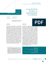 La Acción Penal Privada y Su Implementación en Colombia: Private Criminal Action and Its Implementation in Colombia