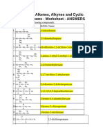 OC02 Alkenes Alkynes and Cyclic Hydrocarbons Worksheet ANSWERS