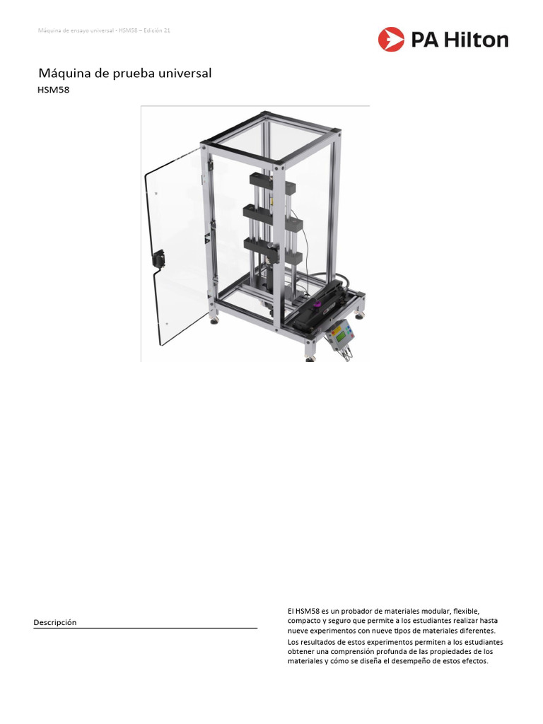 Universal Testing Machine HSM58 | Descargar gratis PDF | Dureza | Acero