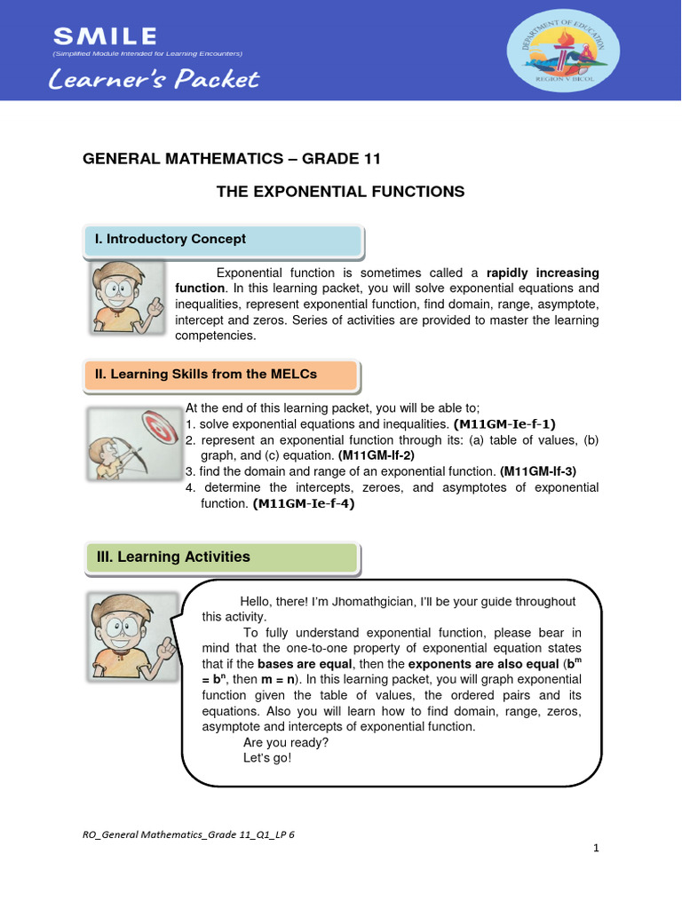 Exponential Functions for Grade 11 | PDF | Function (Mathematics ...