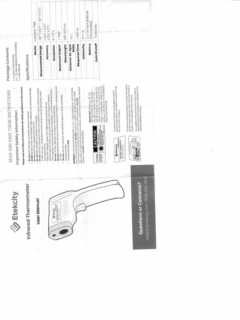 Etek infrared thermometer pdf