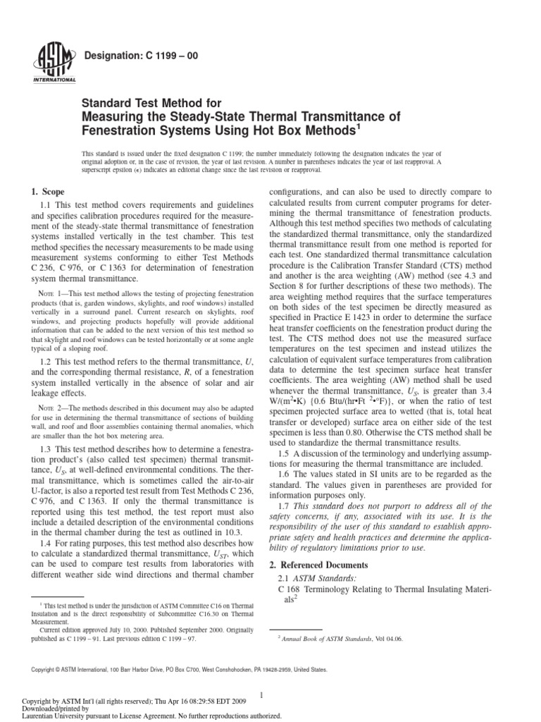 Measuring The Steady-State Thermal Transmittance of Fenestration ...