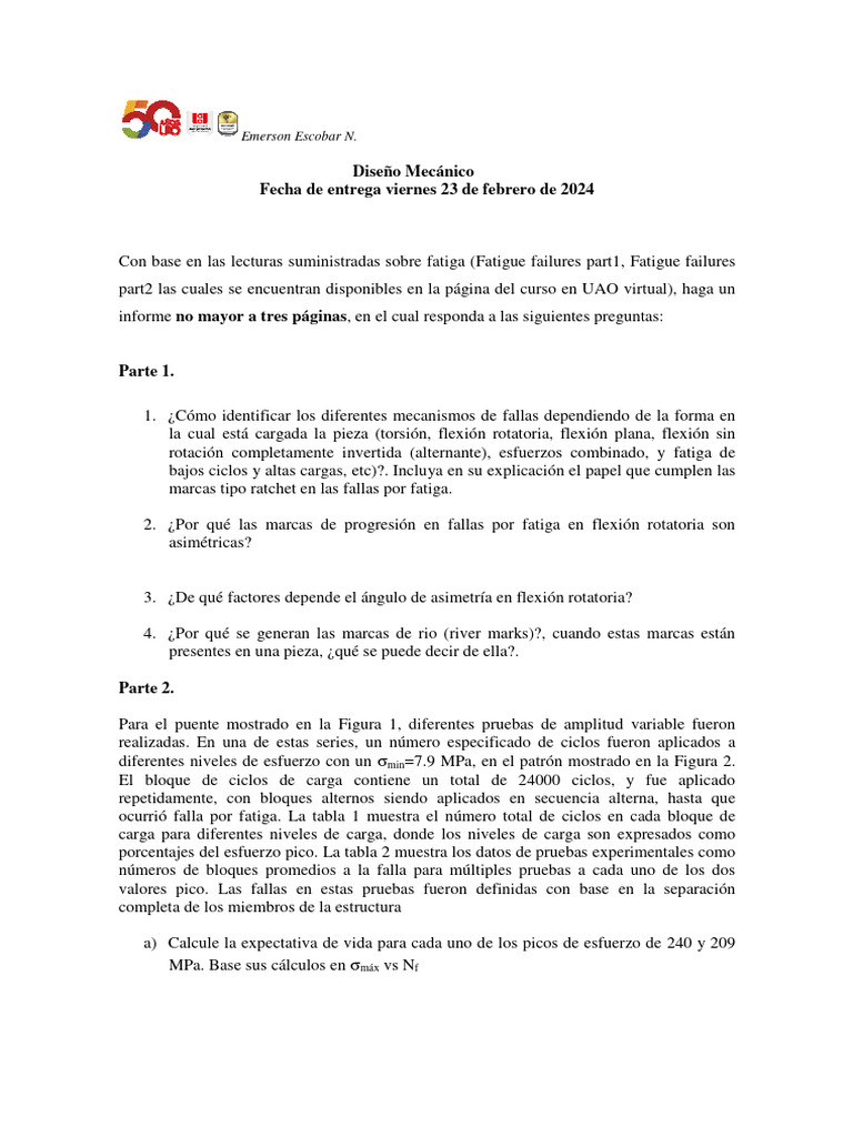 Tarea 1 - Overload - Failures | PDF | Fatiga (material) | Ciencias fisicas