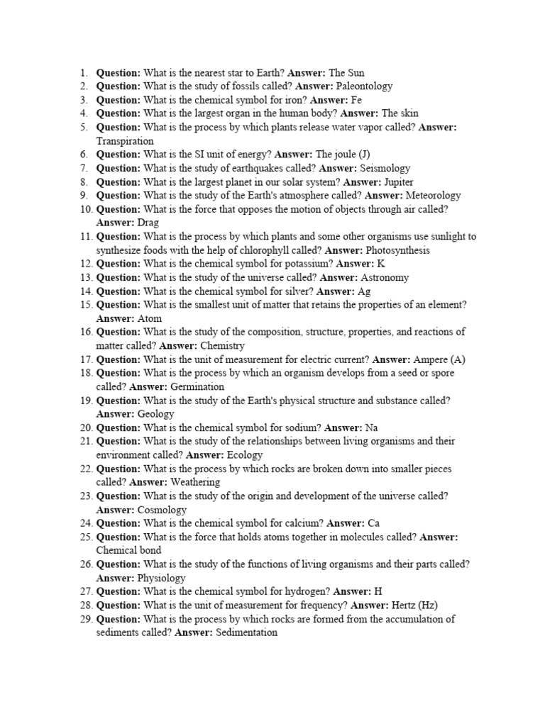 Science Questions and Answers Guide | PDF | Soil | Earth