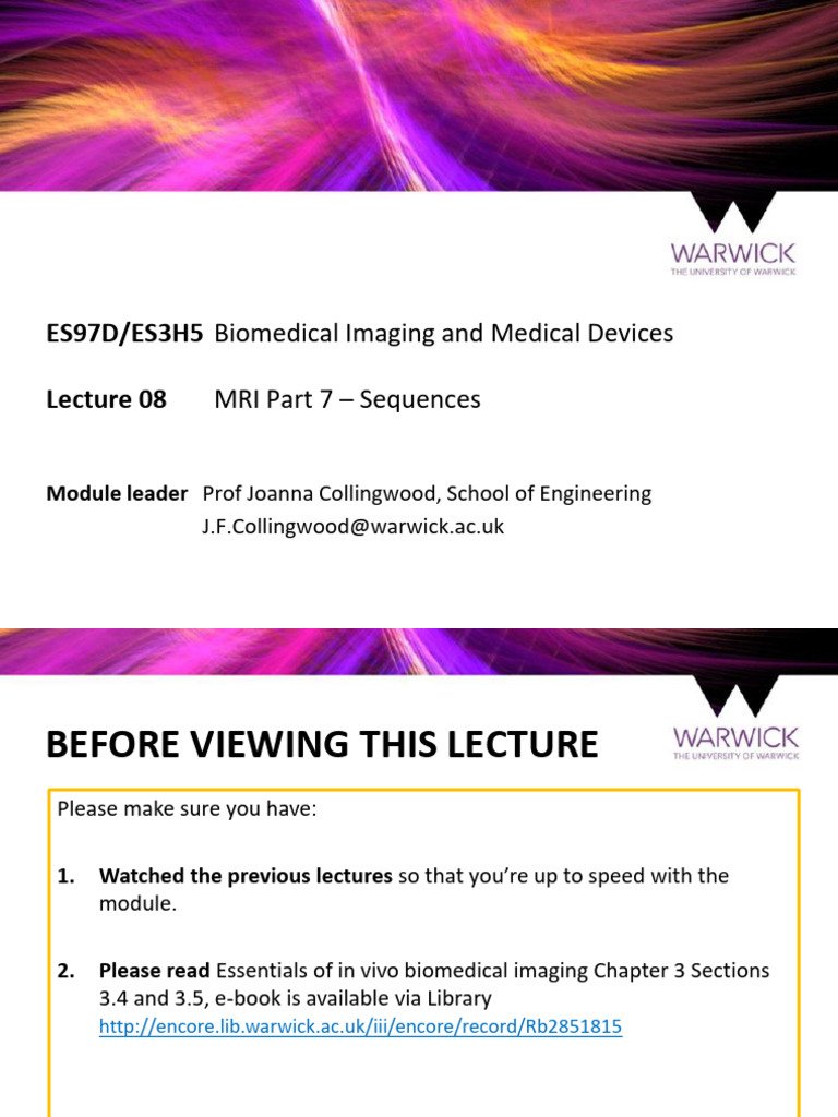 L08 MRI Part 7 | PDF | Magnetic Resonance Imaging | Physical Sciences