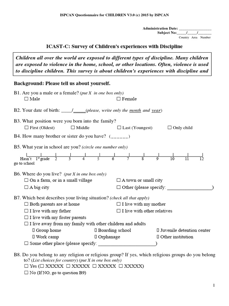 Icast C English Version | PDF | Adolescence | Childhood