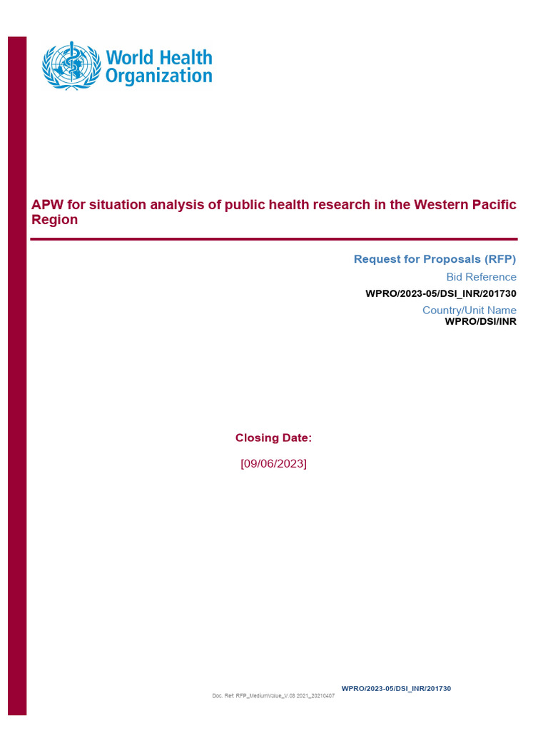 RFP for Public Health Research Analysis | PDF | World Health ...
