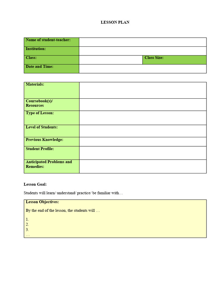Lesson Plan Template | PDF