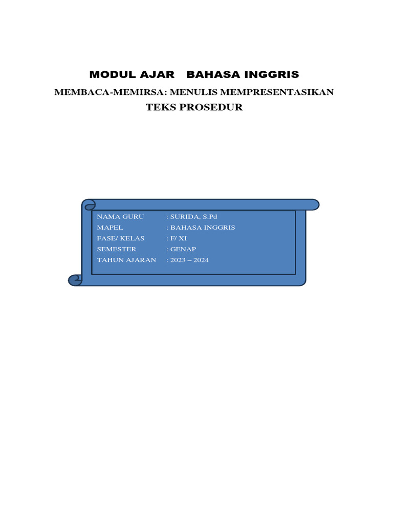 Modul Ajar Procedure Text PMM Edit | PDF