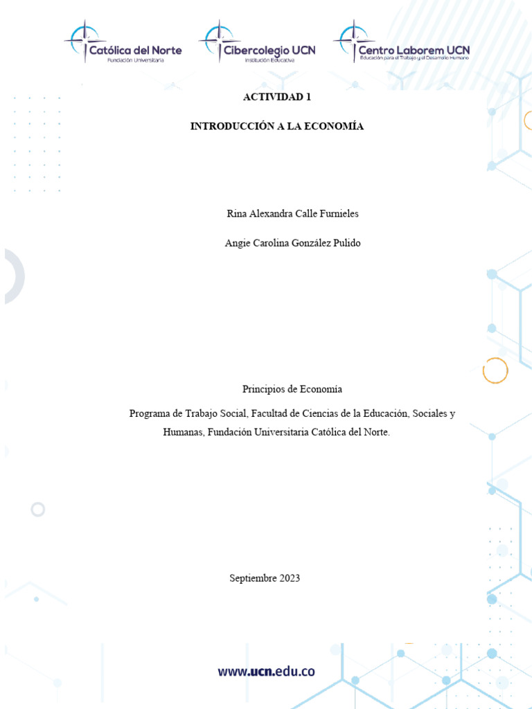 Actividad 1 Principios De Economia Pdf Business Mercado Economía