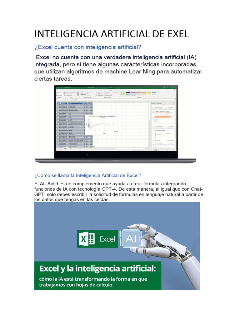 Inteligencia Artificial de Exel | PDF | Microsoft Excel | Inteligencia ...