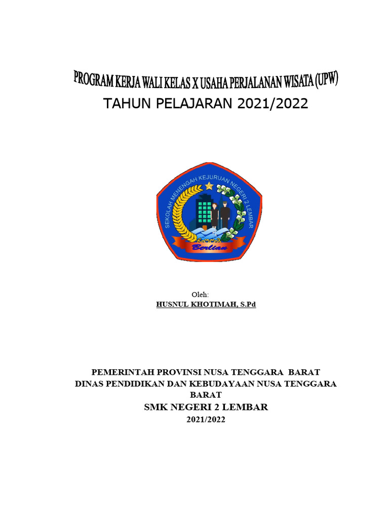 Program Kerja Wali Kelas X UPW 2021/2022 | PDF | Kajian Bahasa Asing