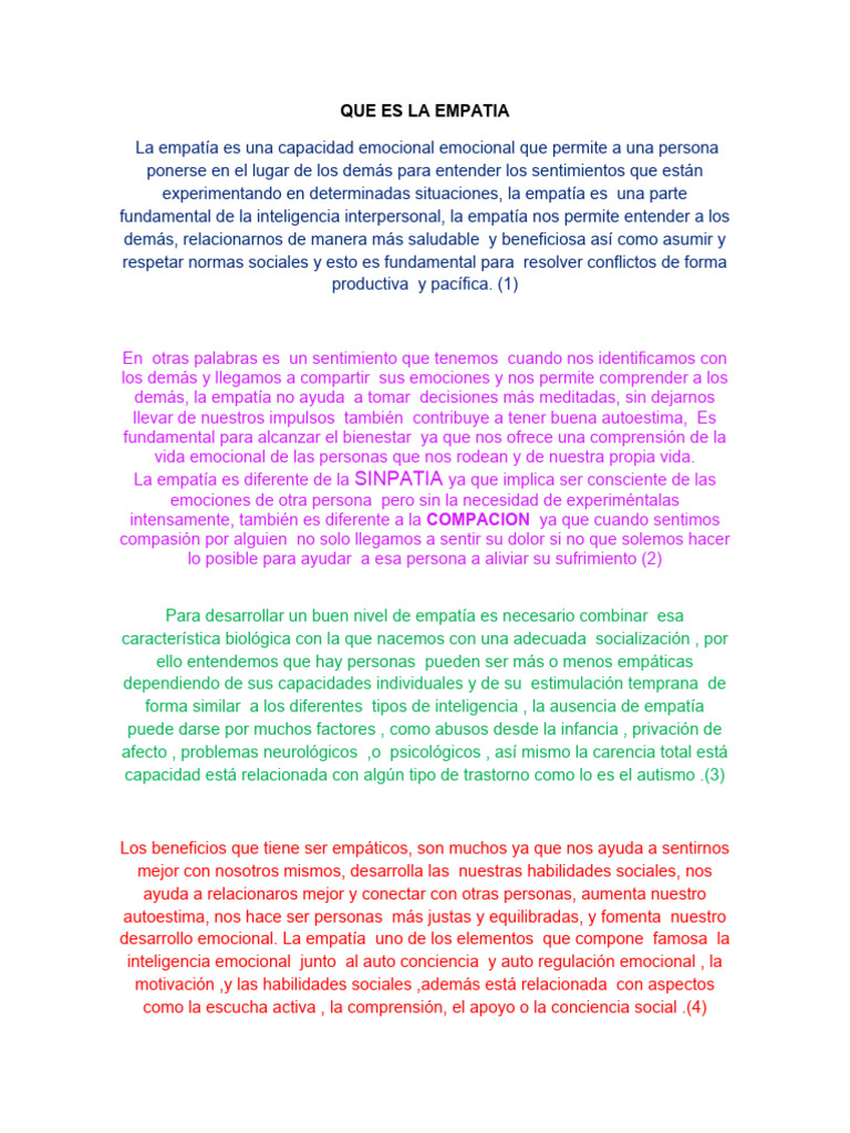 Importancia y Desarrollo de la Empatía | PDF | Empatía | Las emociones