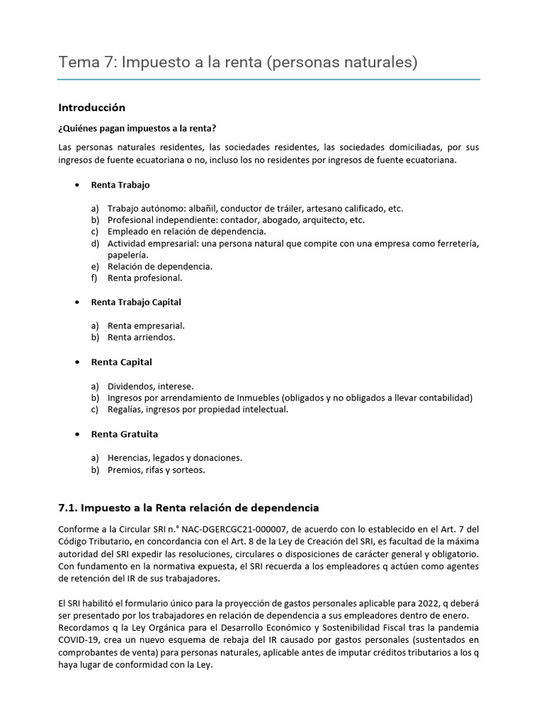 Guía de Impuesto a la Renta Ecuador | PDF | Impuestos | Impuesto sobre ...