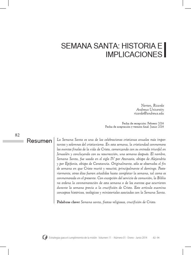 Semana Santa: Historia y Significado | PDF | Pascua de Resurrección | Jesús