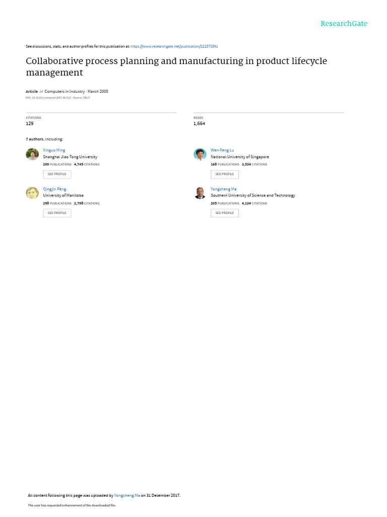 Collaborative Process Planning and Manufacturing I | PDF | Product ...