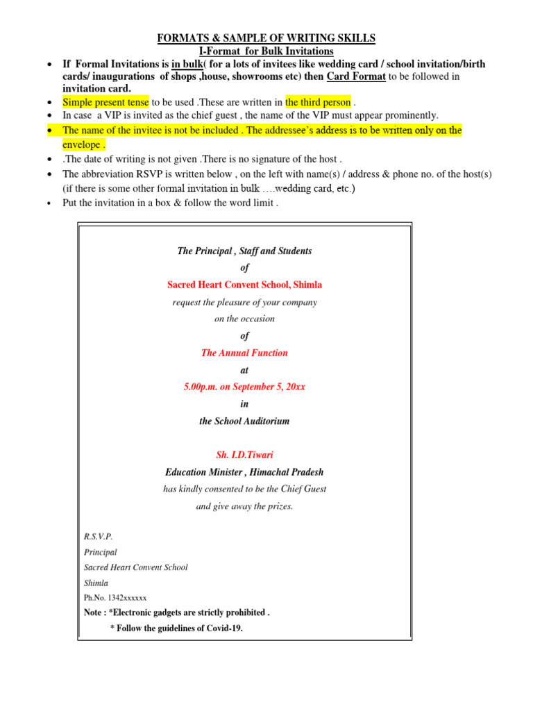 Invitation Formats and Samples Guide | PDF