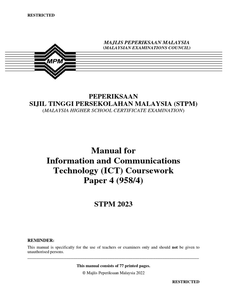 STPM 2023 ICT Coursework Manual | PDF | Databases | Conceptual Model