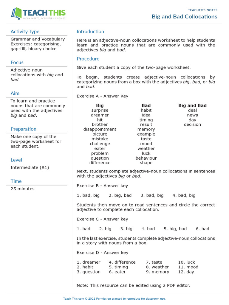 Big and Bad Collocations | PDF