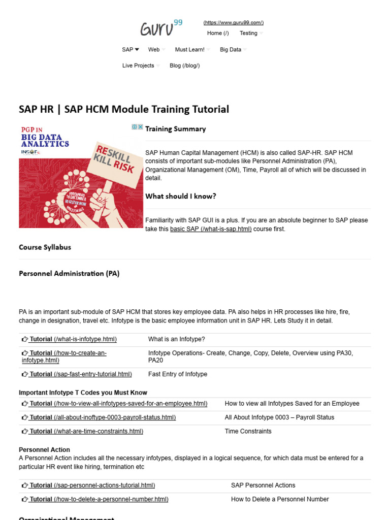 SAP HR - SAP HCM Module Training Tutorial | PDF | Payroll | Human ...