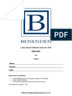 Benenden 2019 14 English Entrance Paper