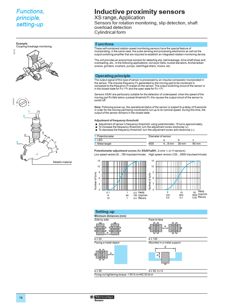 Catalogue Inductive Proximity Sensors XS Range | PDF