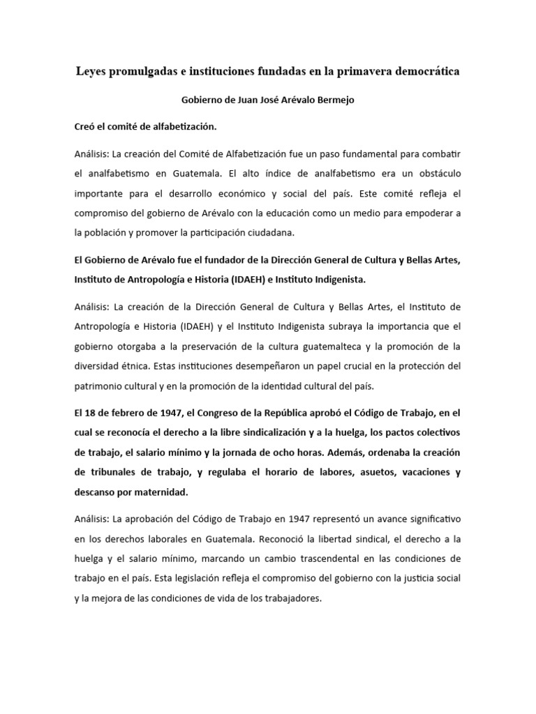 Logros del Gobierno de Arévalo en Guatemala | PDF | Guatemala | Democracia