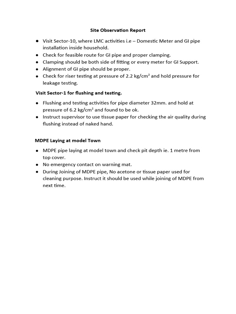 Site observation report pdf