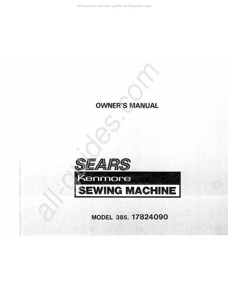 Kenmore 385.17824090 Sewing Machine Instruction Manual PDF Sewing