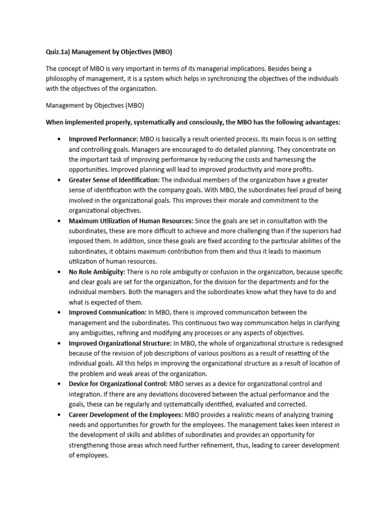Management by Objectives Overview | PDF | Performance Appraisal | Goal