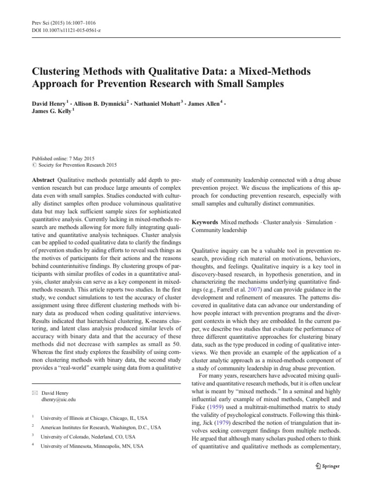 Clustering Methods With Qualitative Data A Mixed Methods Approach For ...