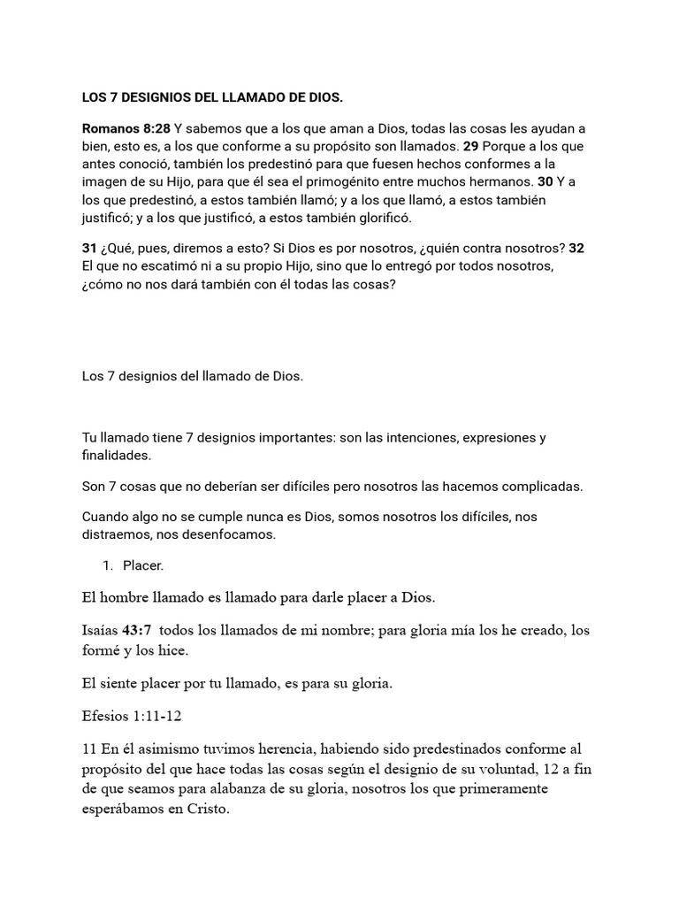 7 Designios del Llamado de Dios | PDF | Jesús | Dios
