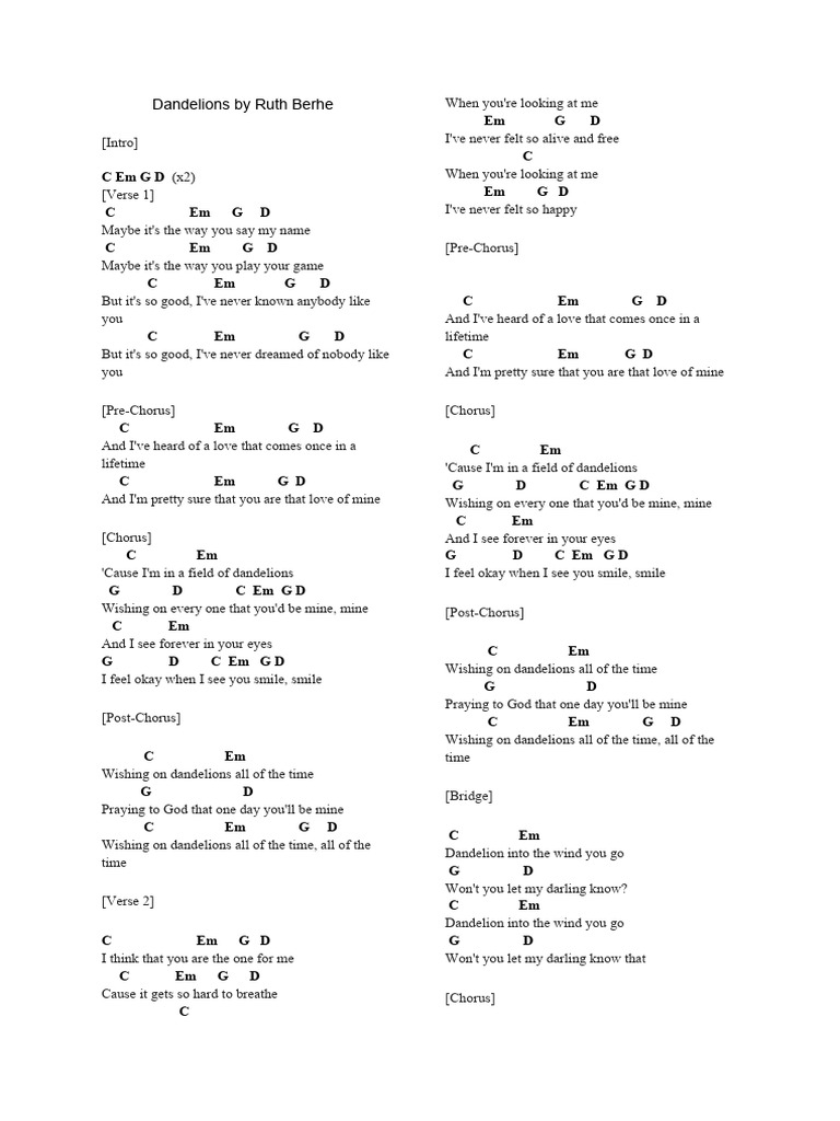 Dandelions by Ruth.B | Download Free PDF | Song Structure | Songs