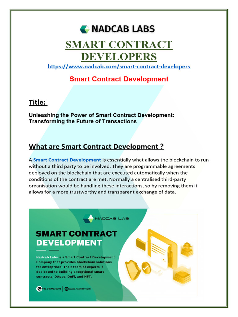 Smart Contract Development Services | PDF | Information Technology ...